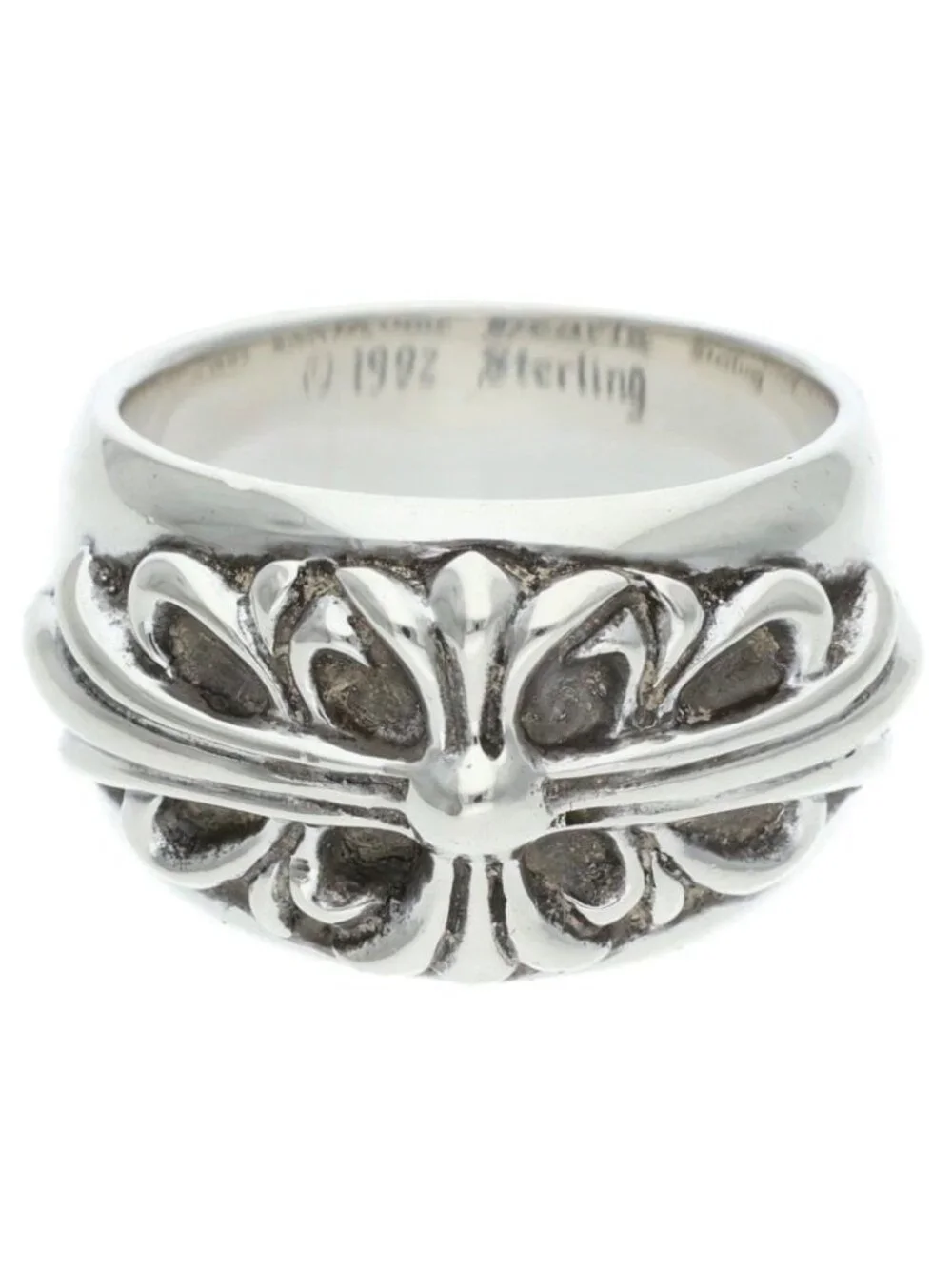 Chrome Hearts Flrl Floral Cross Silver Ring